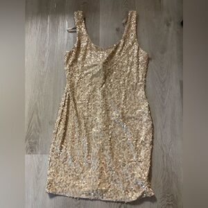 As U Wish Gold Sequin Mini Dress